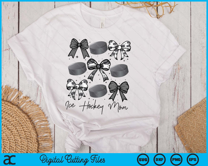 Ice Hockey Mom Coquette Bow Ice Hockey Season SVG PNG Digital Printable Files