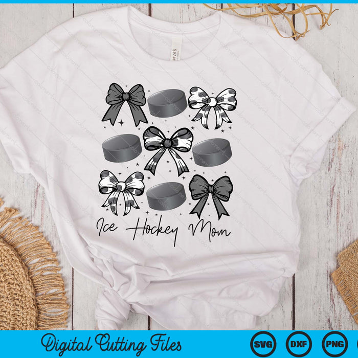 Ice Hockey Mom Coquette Bow Ice Hockey Season SVG PNG Digital Printable Files