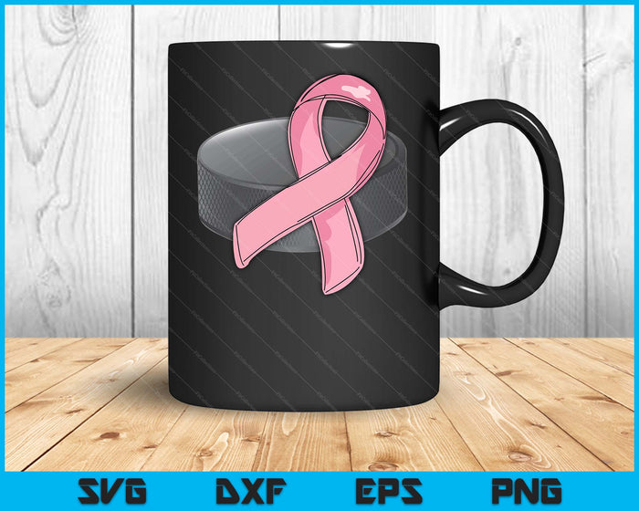 Ice Hockey Pink Ribbon Breast Cancer Awareness Sport Lover SVG PNG Digital Cutting Files