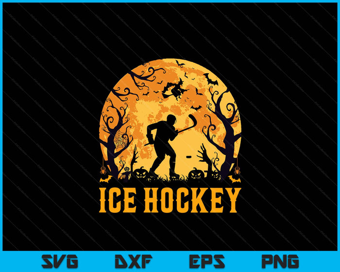 Ice Hockey Player Halloween Spooky Ice Hockey Lover Halloween SVG PNG Digital Cutting File