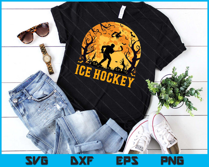 Ice Hockey Player Halloween Spooky Ice Hockey Lover Halloween SVG PNG Digital Cutting File