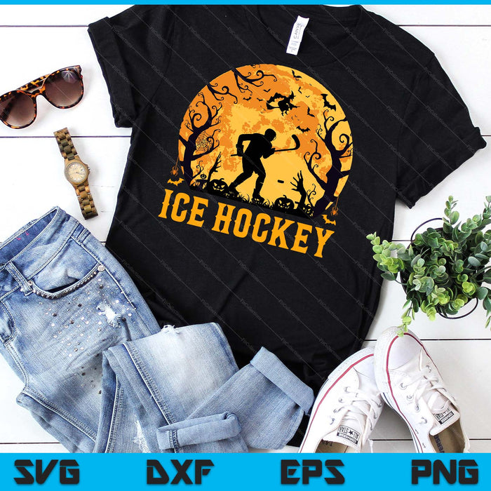 Ice Hockey Player Halloween Spooky Ice Hockey Lover Halloween SVG PNG Digital Cutting File