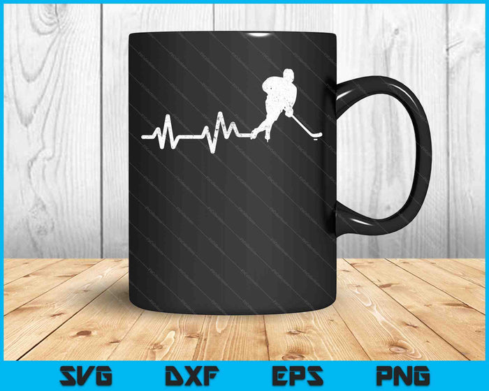 Ice Hockey Player Heartbeat SVG PNG Cutting Printable Files