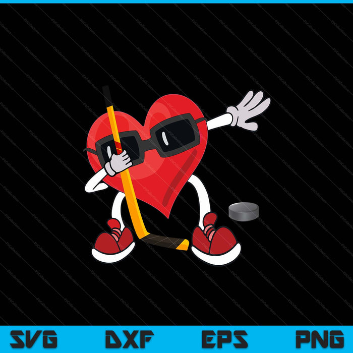 Ice hockey Valentines Day dabbing heart SVG PNG cut file for Cricut