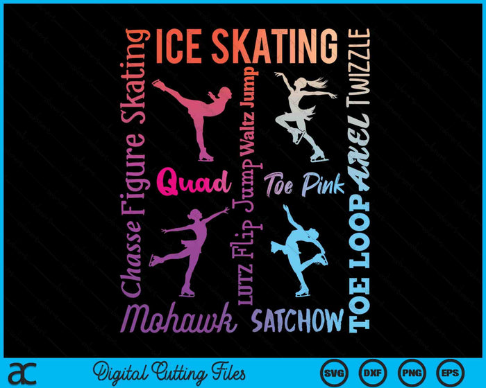 Ice Skating  Typography Girl Figure Skater Ice Skates SVG PNG Digital Printable Files