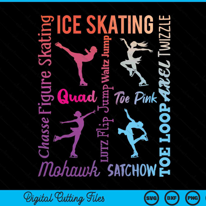Ice skating typography girl figure skater ice skates SVG cut file