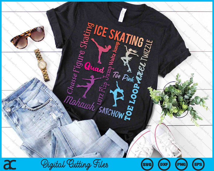 Ice Skating  Typography Girl Figure Skater Ice Skates SVG PNG Digital Printable Files