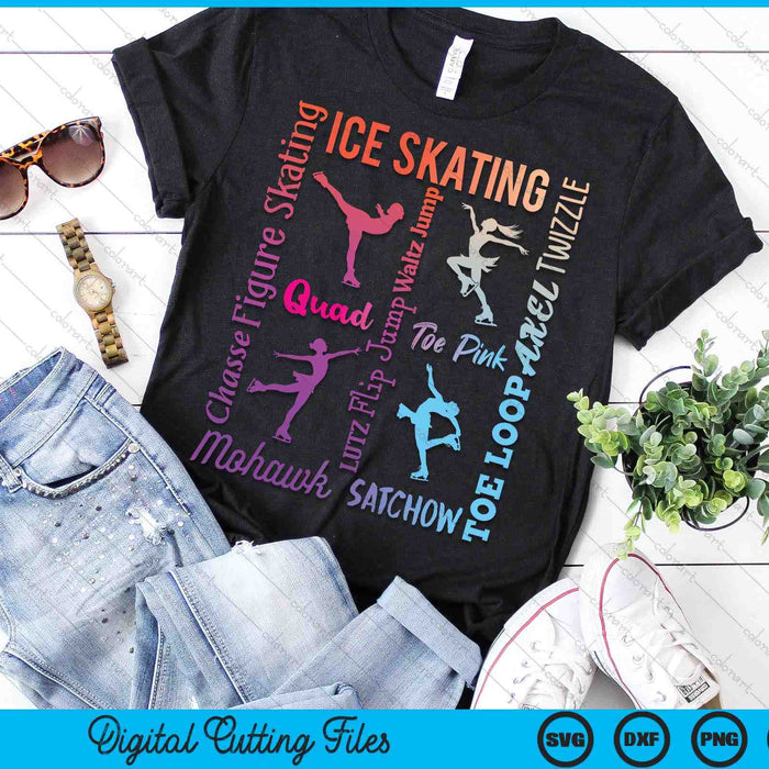 Ice Skating  Typography Girl Figure Skater Ice Skates SVG PNG Digital Printable Files