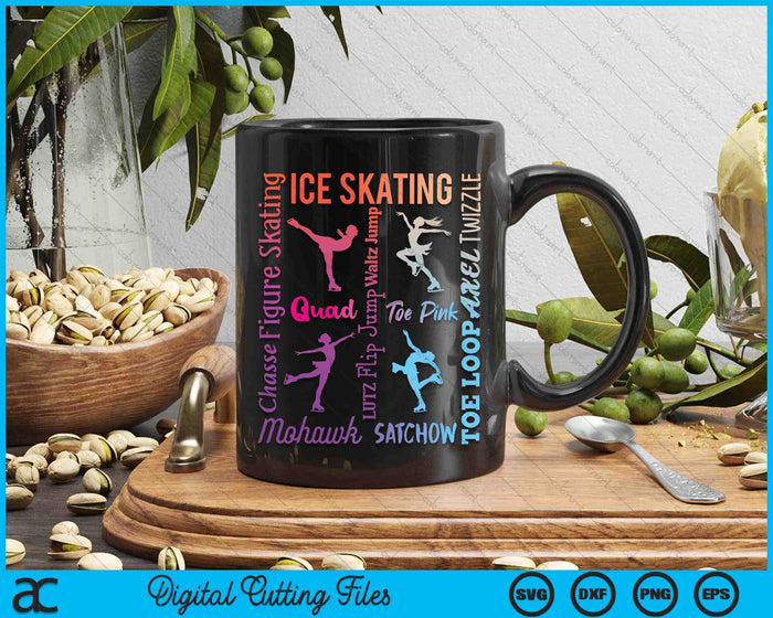 Ice Skating Typography Girl Figure Skater Ice Skates SVG PNG Digital Cutting Files