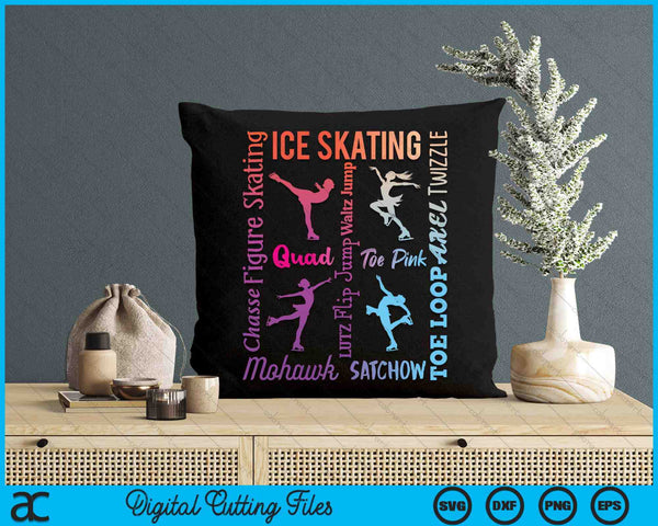 Ice Skating  Typography Girl Figure Skater Ice Skates SVG PNG Digital Printable Files