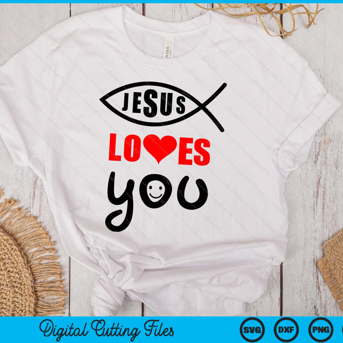 Ichtys Jesus Loves You Christian Fish SVG PNG Digital Printable Files