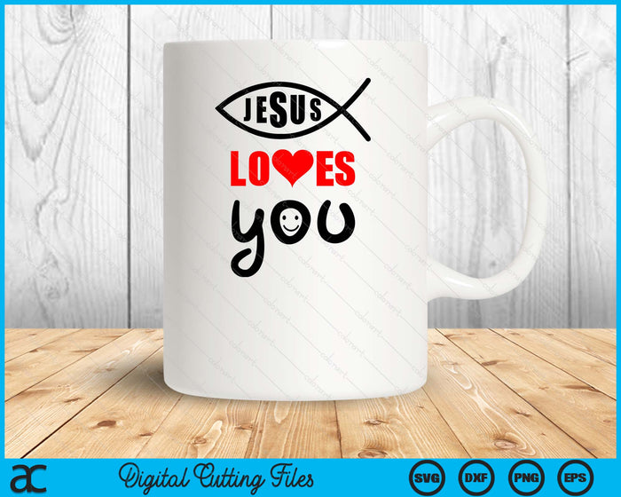 Ichtys Jesus Loves You Christian Fish SVG PNG Digital Printable Files