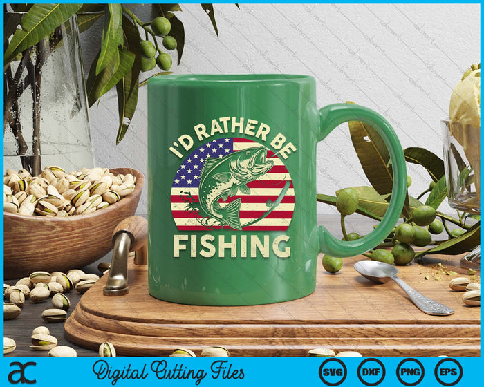 Id Rather Be Fishing Father Day Gift Men Boy Funny Bass Dad SVG PNG Digital Printable Files