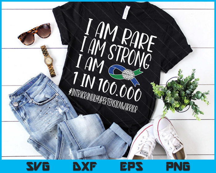 Iih Warrior Green Blue Ribbon Survivor Pseudotumor Cerebri SVG PNG Digital Printable Files