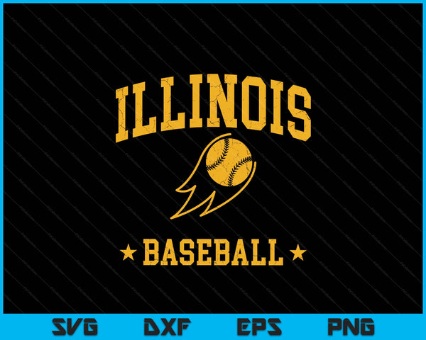 Illinois Baseball Vintage Gameday Retro Baseball Lover SVG PNG Digital Printable Files
