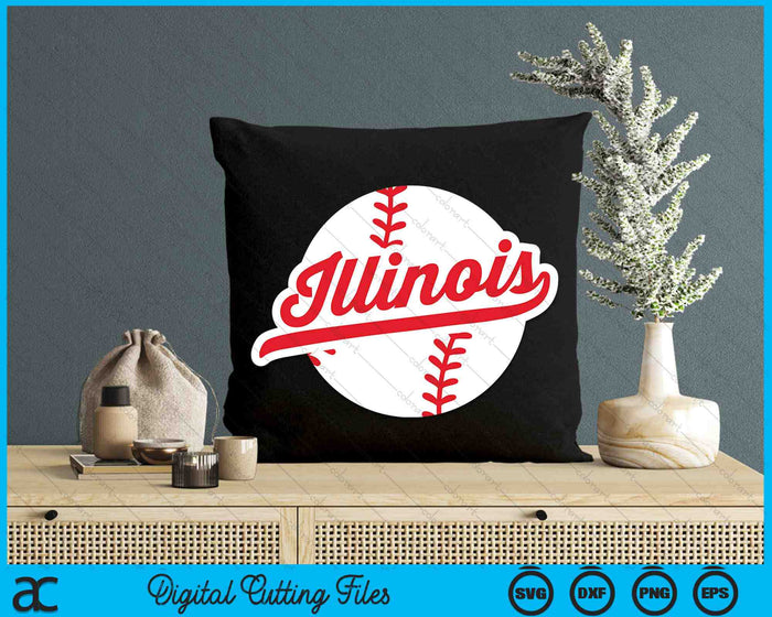Illinois Baseball Vintage Illinois Pride Love City Red SVG PNG Digital Cutting Files