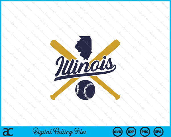 Illinois Baseball Vintage Wisconsin Pride Love City SVG PNG Digital Cutting Files