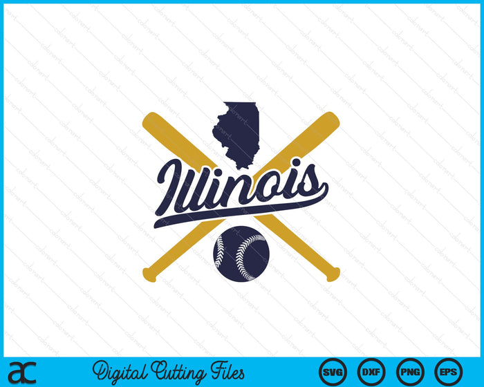 Illinois Baseball Vintage Wisconsin Pride Love City SVG PNG Digital Cutting Files