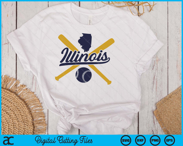 Illinois Baseball Vintage Wisconsin Pride Love City SVG PNG Digital Cutting Files