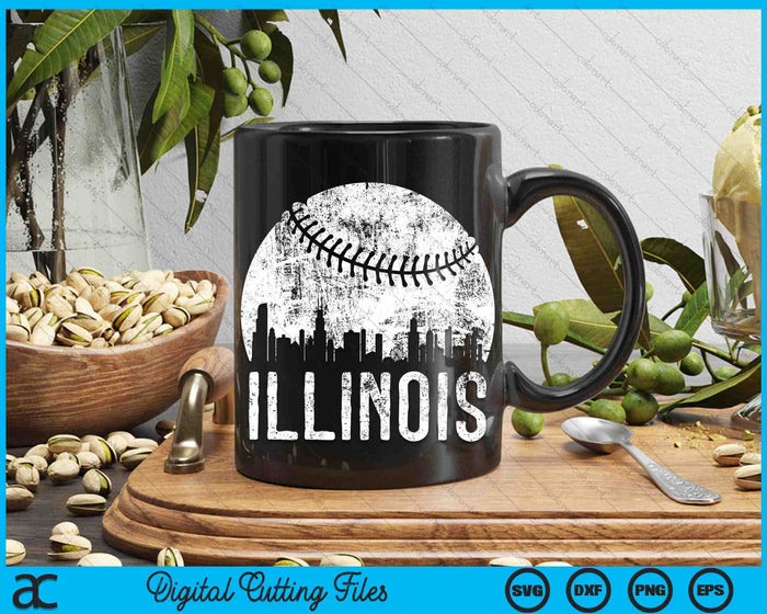 Illinois Skyline Vintage Illinois Baseball SVG PNG Digital Cutting Files