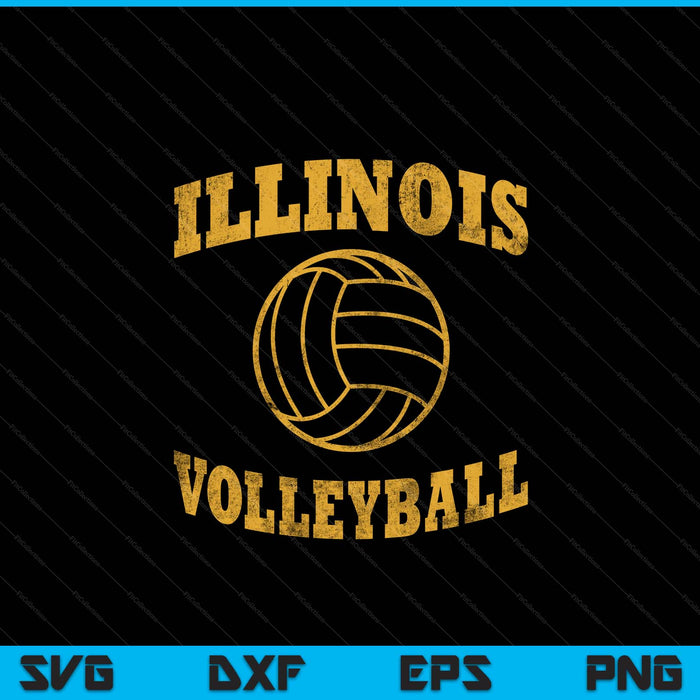 Illinois volleyball classic vintage distressed SVG PNG cut file for Cricut