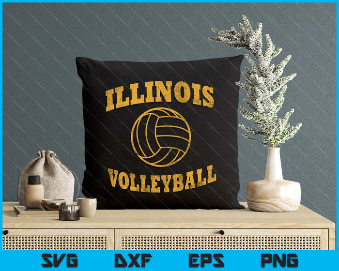 Illinois Volleyball Classic Vintage Distressed SVG PNG Digital Cutting Files