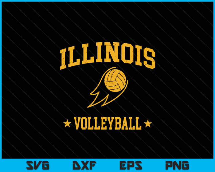 Illinois Volleyball Vintage Gameday Retro Volleyball Lover SVG PNG Digital Printable Files