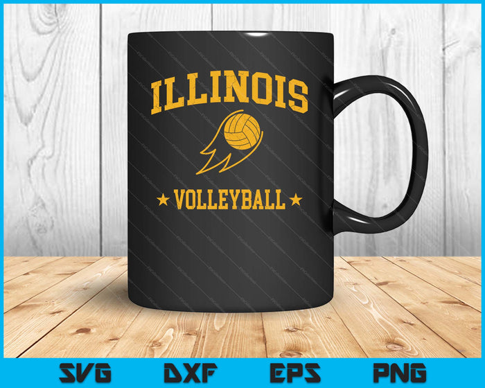 Illinois Volleyball Vintage Gameday Retro Volleyball Lover SVG PNG Digital Printable Files
