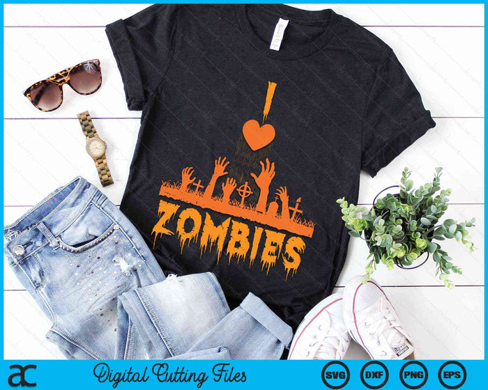 I love Zombies Fun Halloween Costume SVG PNG Digital Cutting File