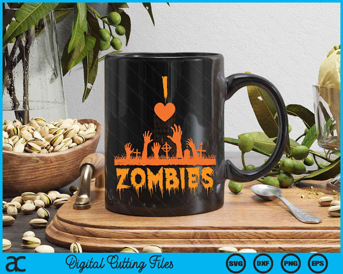 I love Zombies Fun Halloween Costume SVG PNG Digital Cutting File