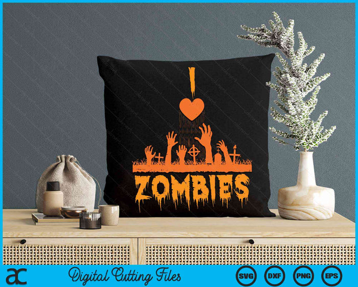 I love Zombies Fun Halloween Costume SVG PNG Digital Cutting File