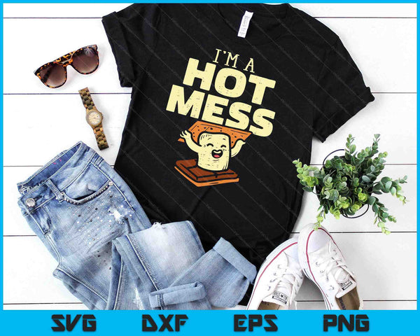 Im A Hot Mess Smore Funny Camping Bonfire Marshmallow Camper SVG PNG Digital Cutting File