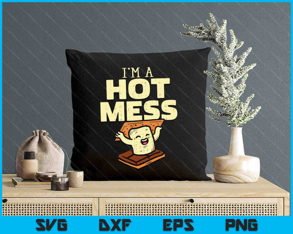 Im A Hot Mess Smore Funny Camping Bonfire Marshmallow Camper SVG PNG Digital Cutting File