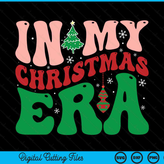 In mijn kersttijdperk schattige groovy kerstvakantie xmas SVG PNG digitale snijbestanden 