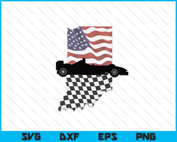 Indiana American Flag to Checkered Flag SVG PNG Cutting Printable Files