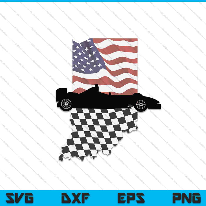 Indiana American Flag to Checkered Flag SVG PNG Cutting Printable Files