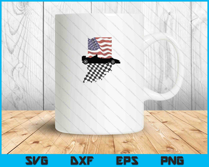 Indiana American Flag to Checkered Flag SVG PNG Cutting Printable Files