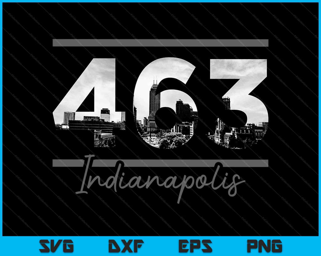 Indianapolis 463 Area Code Skyline Indiana Vintage SVG PNG Files ...