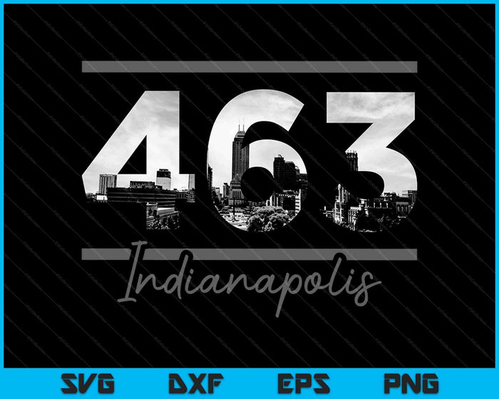 Indianápolis 463 Código de área Skyline Indiana Vintage SVG PNG Cortar archivos imprimibles