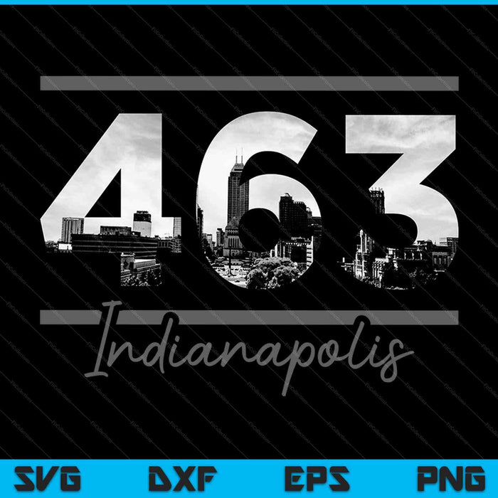 Indianápolis 463 Código de área Skyline Indiana Vintage SVG PNG Cortar archivos imprimibles