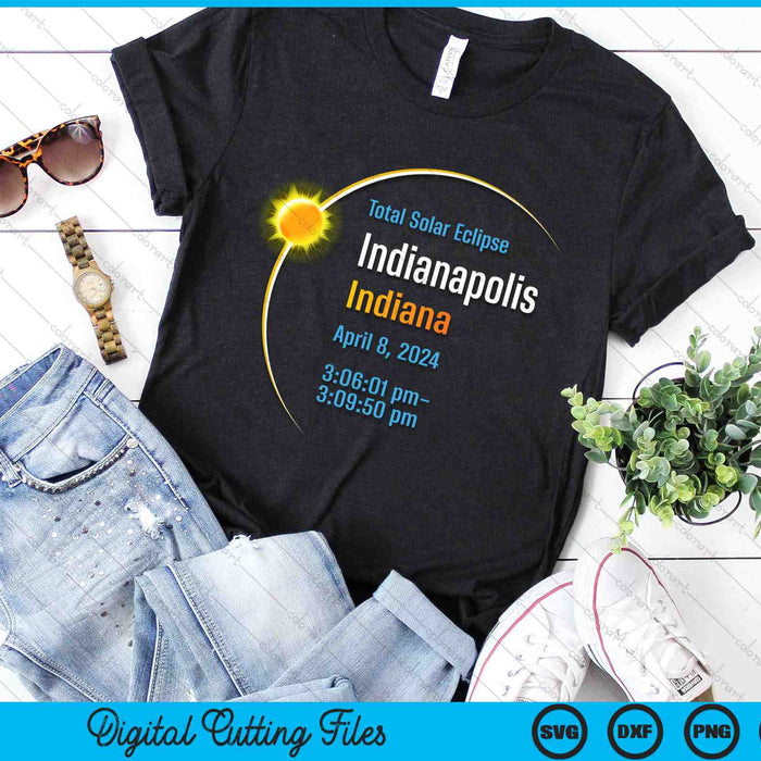 Indianapolis Indiana IN Total Solar Eclipse 2024 SVG PNG digitale afdrukbare bestanden