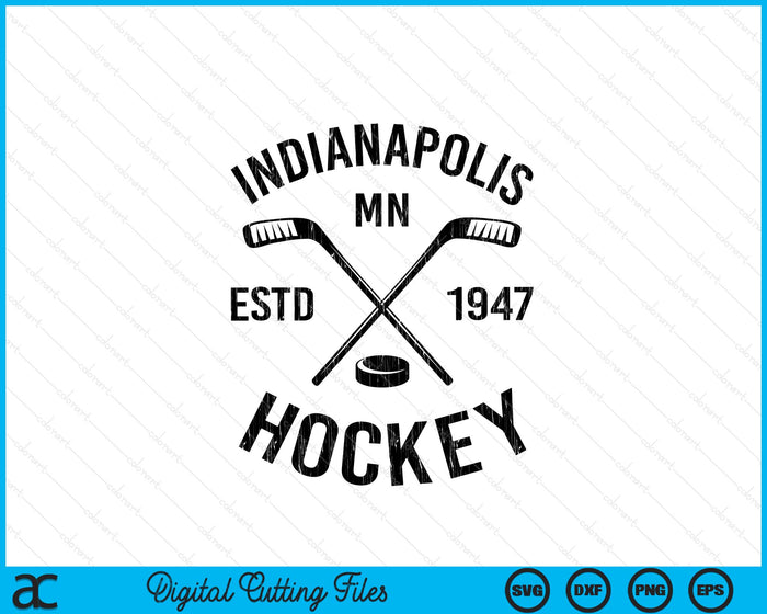 Indianapolis Minnesota Ice Hockey Sticks Vintage Gift SVG PNG Digital Cutting Files