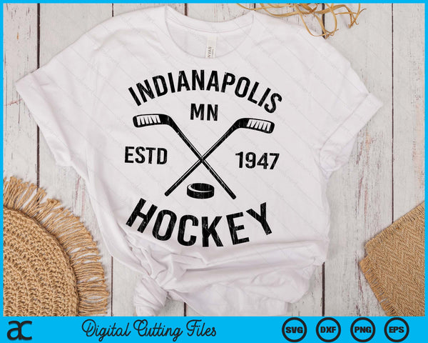 Indianapolis Minnesota Ice Hockey Sticks Vintage Gift SVG PNG Digital Cutting Files