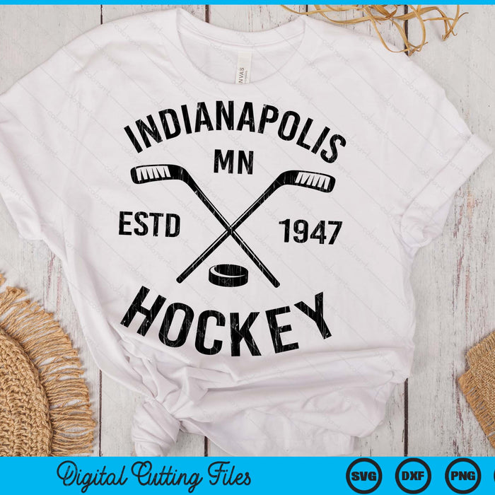 Indianapolis Minnesota Ice Hockey Sticks Vintage Gift SVG PNG Digital Cutting Files