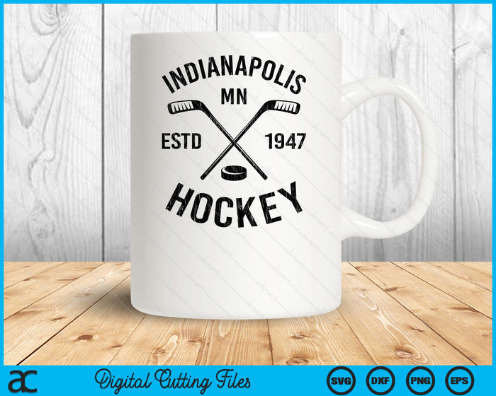 Indianapolis Minnesota Ice Hockey Sticks Vintage Gift SVG PNG Digital Cutting Files