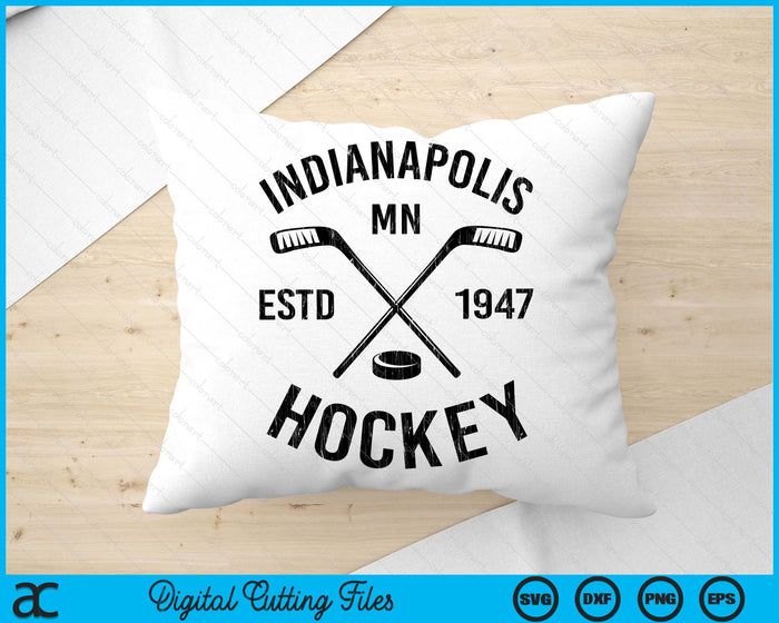 Indianapolis Minnesota Ice Hockey Sticks Vintage Gift SVG PNG Digital Cutting Files