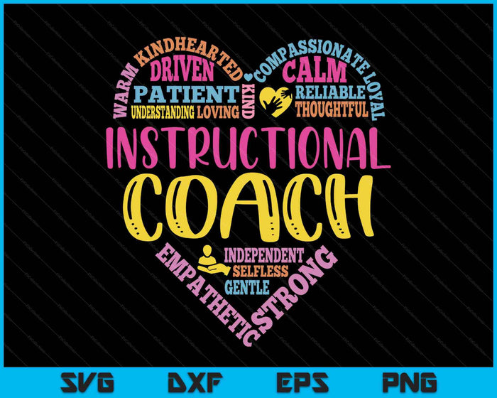 Instructional Coach Rainbow Heart Instructional Coach SVG PNG Digital Printable Files