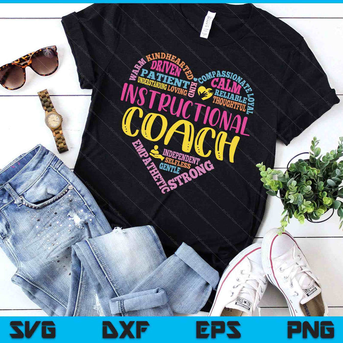 Instructional Coach Rainbow Heart Instructional Coach SVG PNG Digital Printable Files