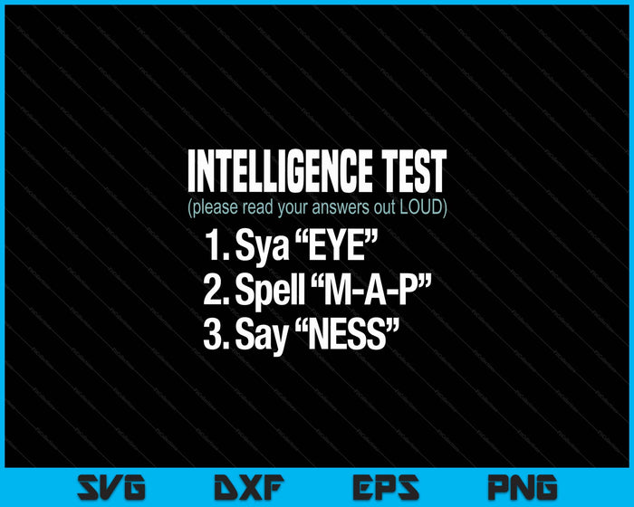 Intelligentietest zeg Eye MAP Ness grappige papa grap SVG PNG digitale snijbestanden