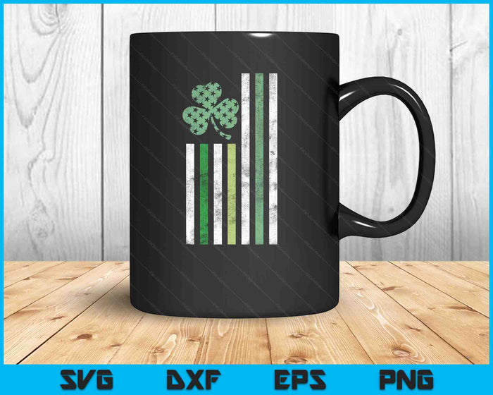 Irish American Flag St Patrick's Day Distressed Shamrock SVG PNG Digital Printable Files